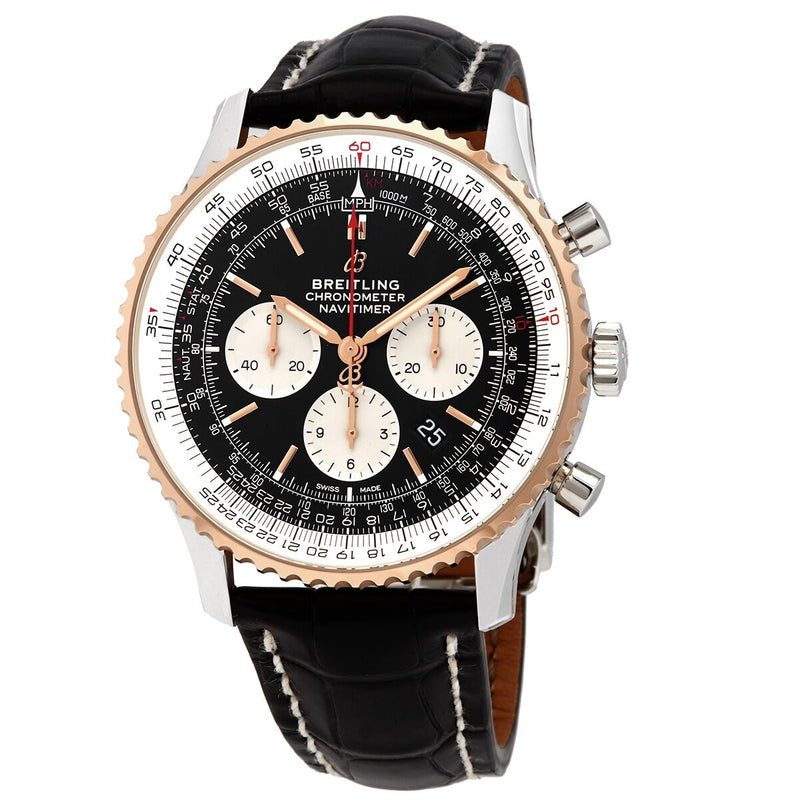 Breitling Navitimer Chronograph Automatic Chronometer Black Dial Men's Watch #UB0127211B1P2 - Watches of America
