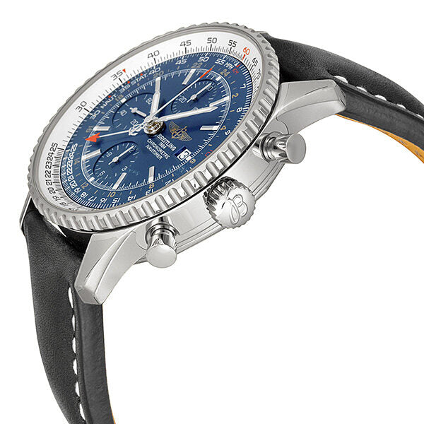 Breitling Navitimer World Chronograph Blue Dial Black Leather Men's Watch A2432212-C651BKLD #A2432212-C651-442X-A20D.1 - Watches of America #2
