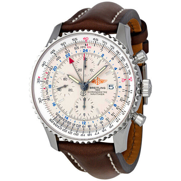 Breitling Navitimer World Steel Brown Strap Men's Watch A2432212-G571BRLT#A2432212-G571-443X-A20BA.1 - Watches of America