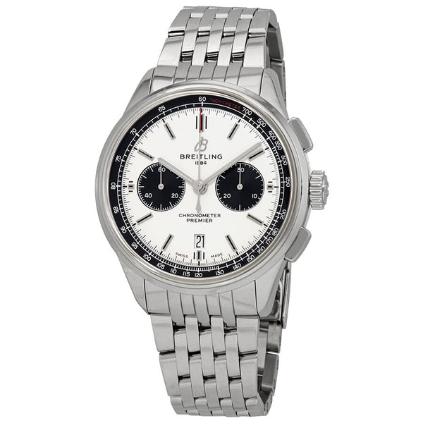 Breitling Premier Chronograph Automatic Chronometer Silver Dial Men's Watch #AB0118221G1A1 - Watches of America
