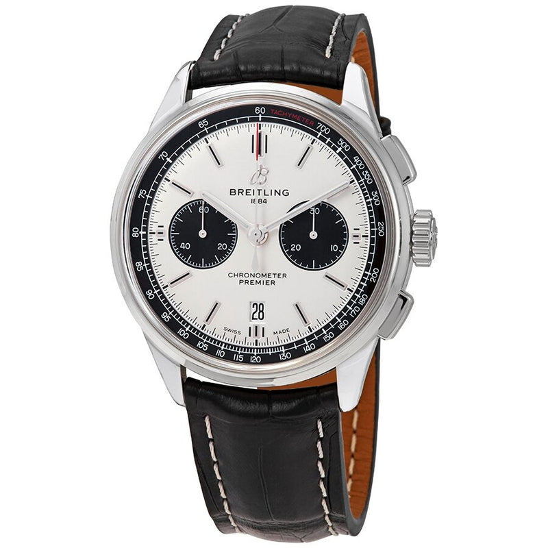 Breitling Premier Chronograph Automatic Chronometer Silver Dial Men's Watch #AB0118221G1P2 - Watches of America