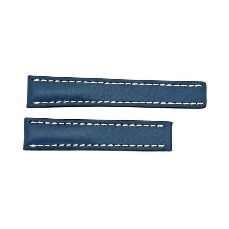 Breitling Strap styled in Blue Leather and White Stitching 20-18mm#115X - Watches of America