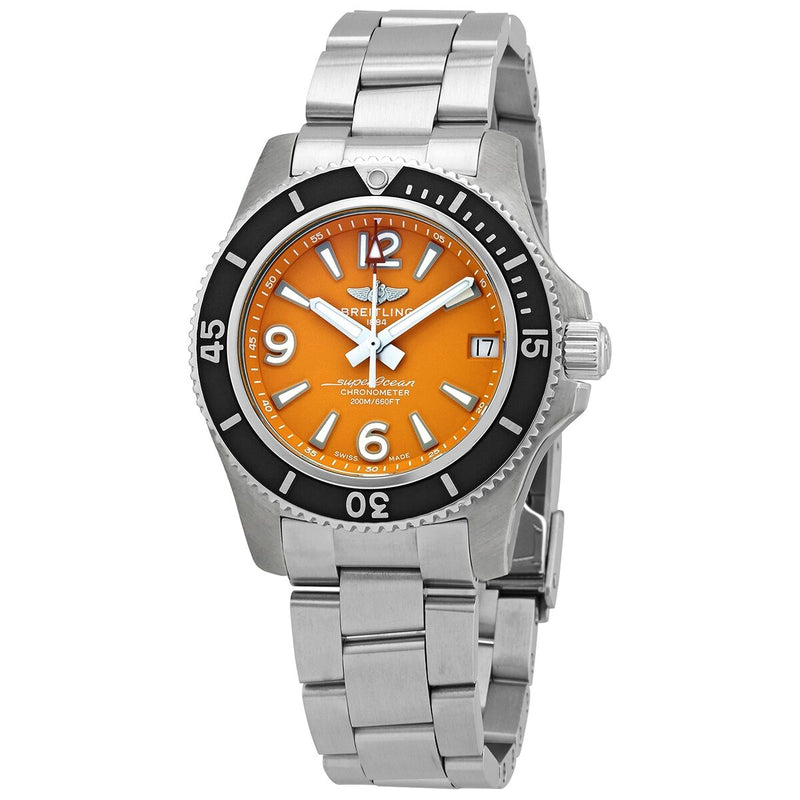 Breitling Superocean 36 Automatic Orange Dial Ladies Watch #A17316D71O1A1 - Watches of America