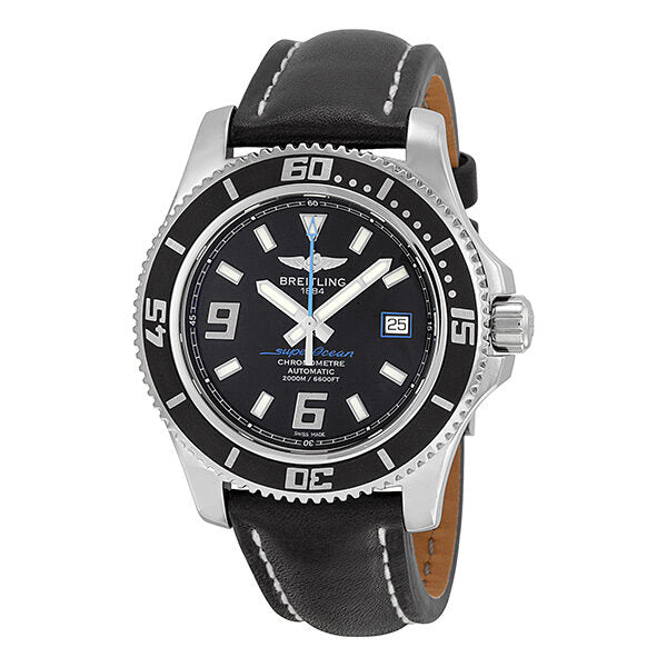 Breitling Superocean 44 Black Dial Black Leather Automatic Men's Watch A17391A8-BA79BKLT#A17391A8/BA79BKLT - Watches of America