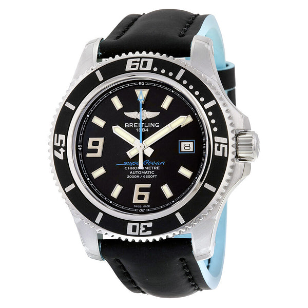 Breitling Superocean 44 Black Dial Leather Men's Watch KBLT#A1739102-BA79B - Watches of America