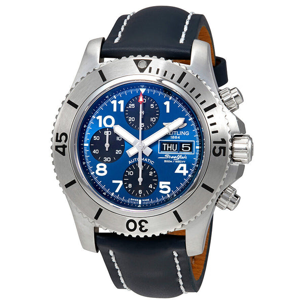Breitling Superocean Chronograph Automatic Blue Dial Blue Leather Men's Watch A13341C3-C893BLLT#A13341C3-C893-105X-A20BASA.1 - Watches of America