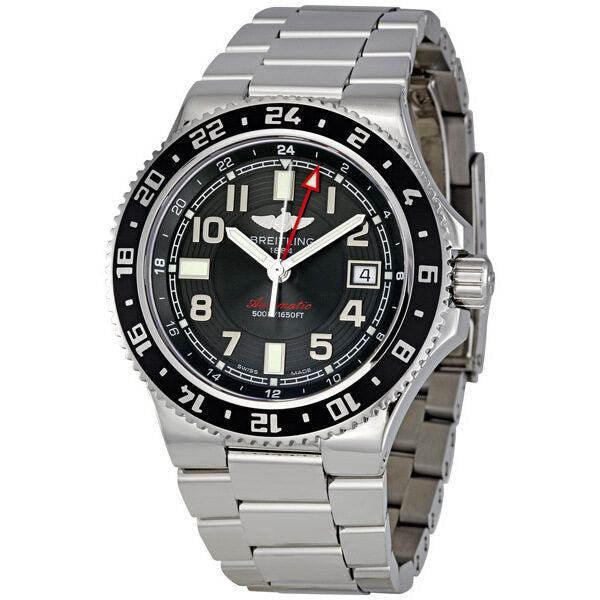 Breitling SuperOcean GMT Black Dial Automatic Stainless Steel Men's Watch A3238011-BA38SS#A3238011/BA38 - Watches of America