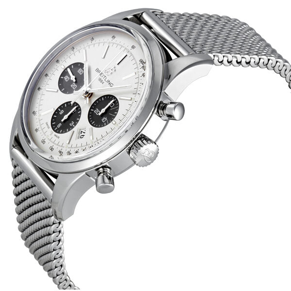Breitling Transocean 01 Automatic Chronograph Silver Dial Stainless Steel Men's Watch #AB015212-G724SS - Watches of America #2