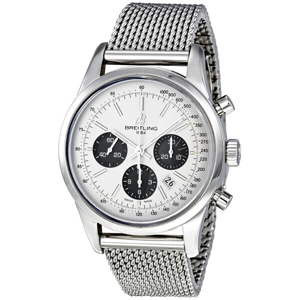 Breitling Transocean 01 Automatic Chronograph Silver Dial Stainless Steel Men's Watch #AB015212-G724SS - Watches of America