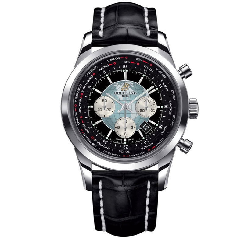Breitling Transocean Chronograph Unitime Black Dial Automatic Men's Watch AB0510U4-BB62BKCD#AB0510U4/BB62 - Watches of America