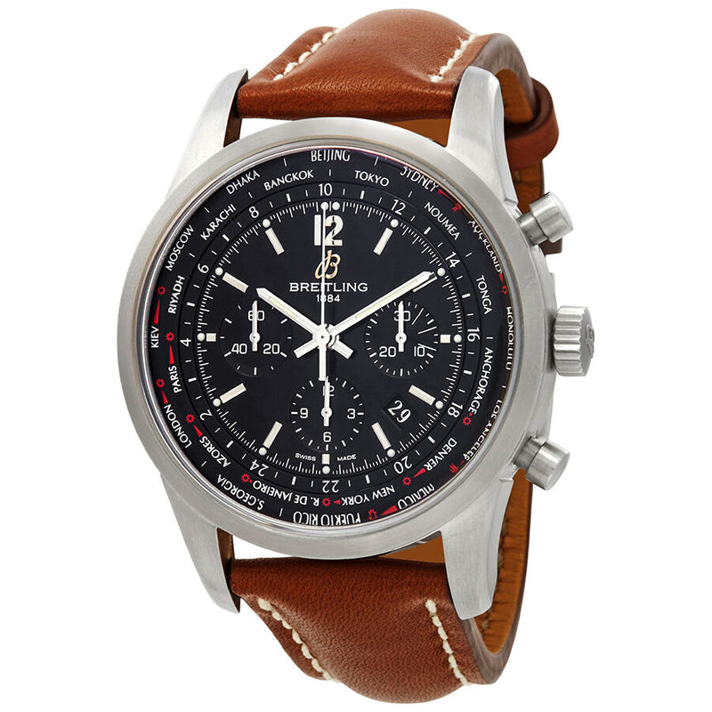 Breitling Transocean Chronograph Unitime Pilot Automatic Black Dial Men's Watch #AB0510U6/BC26-439X-A20BASA.1 - Watches of America