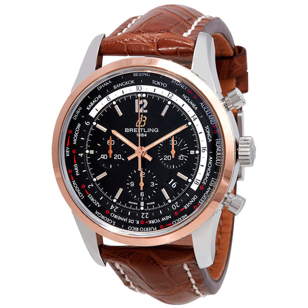 Breitling Transocean Unitime Pilot World Time Chronograph Automatic Chronometer Black Dial Men's Watch #UB0510U4/BC26 - Watches of America
