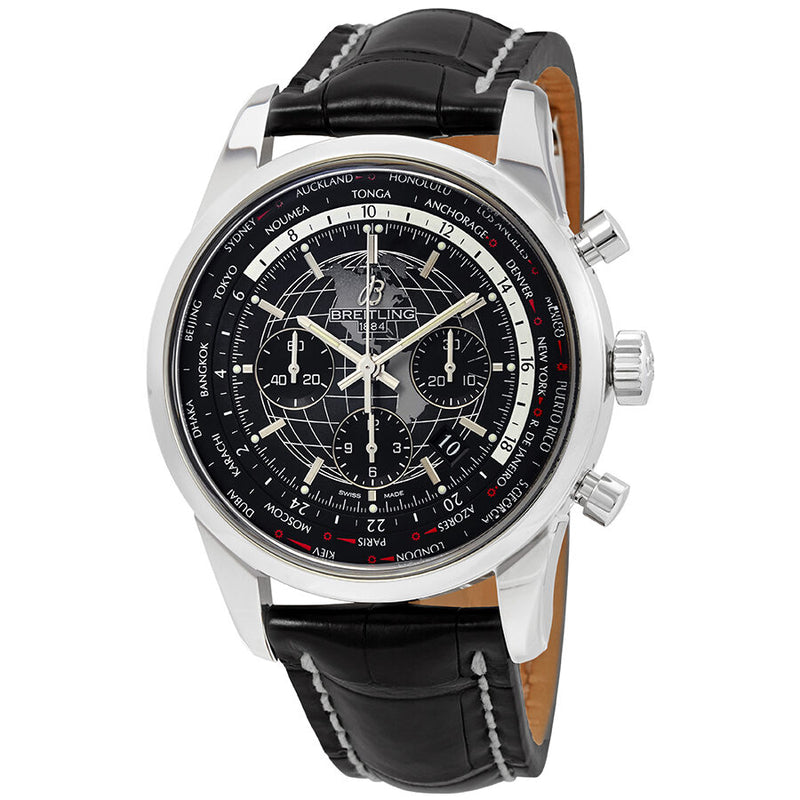 Breitling Transocean Unitime World Time Chronograph Automatic Chronometer Black Dial Men's Watch #AB0510U4-BE84-761P-A20D.1 - Watches of America