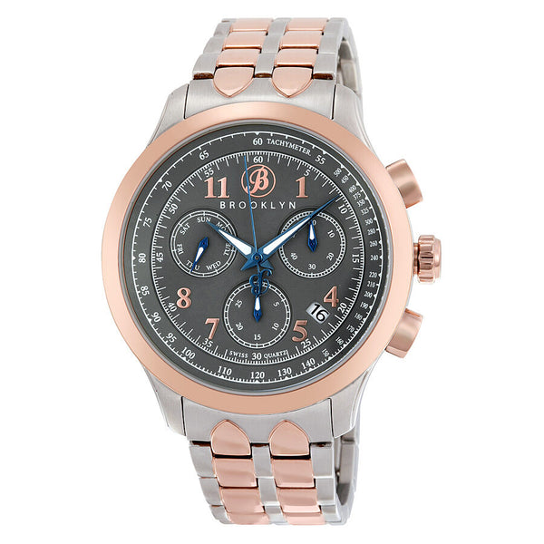 Brooklyn Prince Swiss Quartz Chronograph Grey Dial Men's Watch#204-M3862 - Watches of America