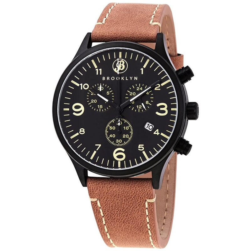 Brooklyn Watch Co. Bedford Brownstone II Quartz Black Dial Men's Watch#307-BLK-3 - Watches of America