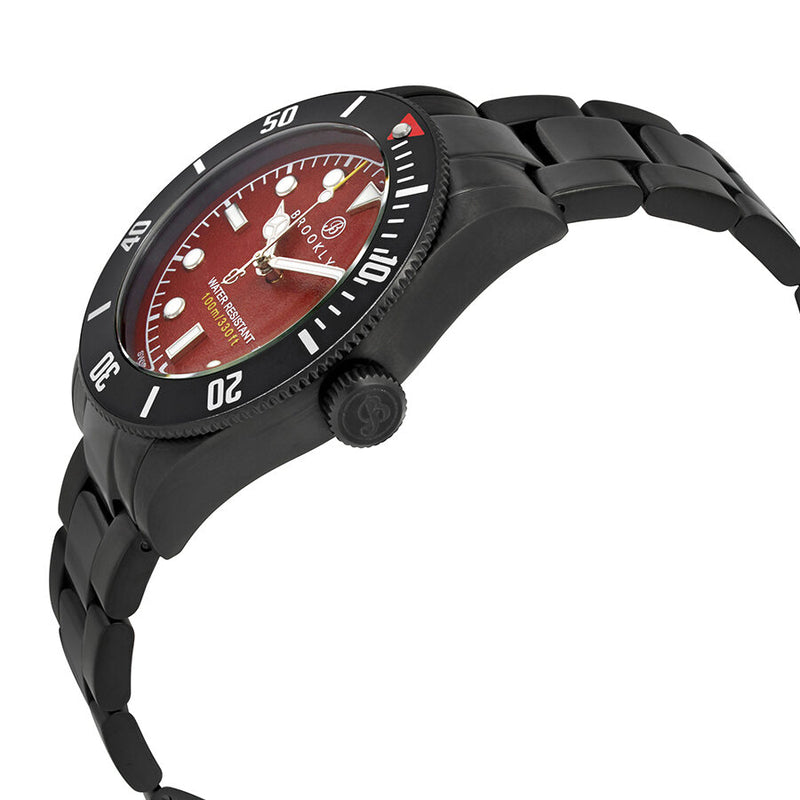 Brooklyn Watch Co. Black Eyed Pea Red Dial Men's Watch #306-C-55-BB-BLK - Watches of America #2