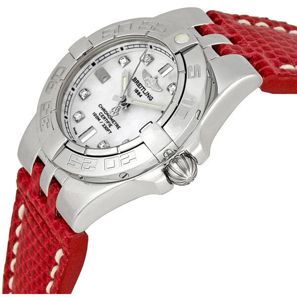 Breitling Galactic 30 White Diamond Dial Red Strap Ladies Watch RDLD#A71340L2-A713 - Watches of America #2