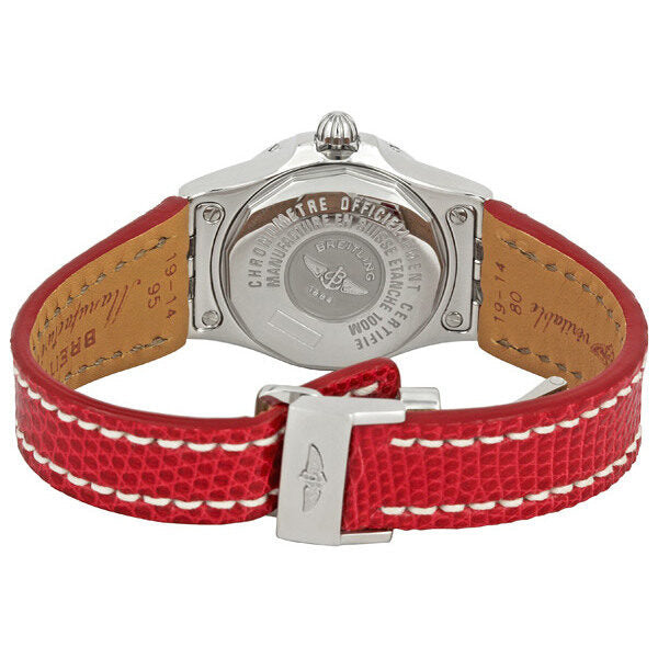 Breitling Galactic 30 White Diamond Dial Red Strap Ladies Watch RDLD#A71340L2-A713 - Watches of America #3