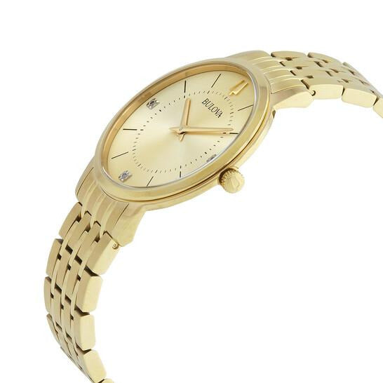 Bulova Classics Quartz Diamond Champagne Dial Ladies Watch 97P123