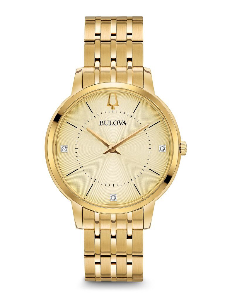 Bulova Classics Quartz Diamond Champagne Dial Ladies Watch #97P123 - Watches of America