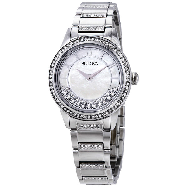 Bulova Crystal Mother of Pearl Dial Ladies Watch #96L257 - Watches of America