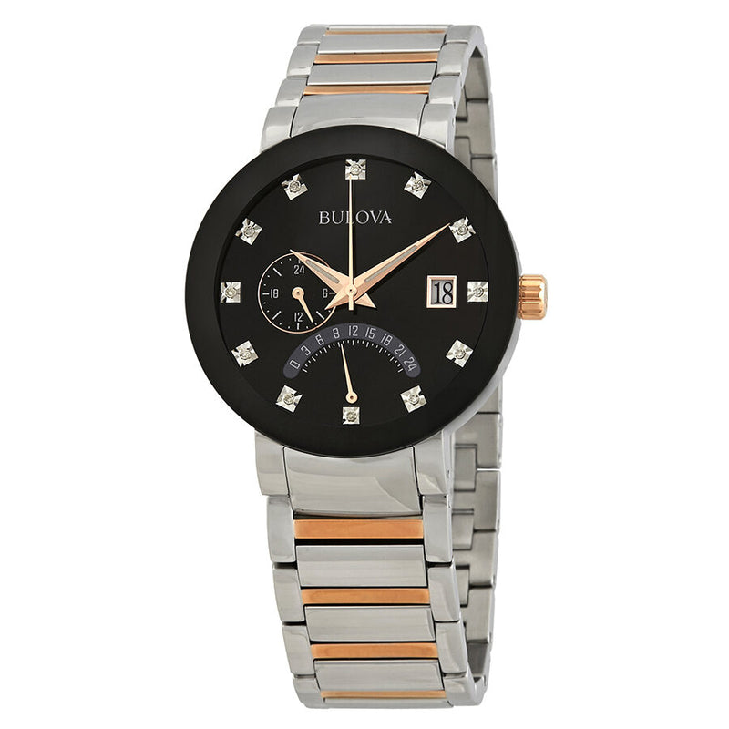 Bulova Diamond Black Dial Two-tone Men's Watch #98D129 - Watches of America