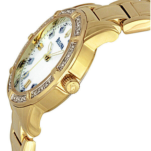 Bulova Diamonds Quartz White Mother of Pearl Dial Ladies Watch #98R135 - Watches of America #2