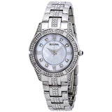 Bulova Crystals Mother of Pearl Dial Ladies Watch #96L116 - Watches of America