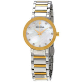 Bulova Mother of Pearl Crystal Dial Two-tone Ladies Watch #98P180 - Watches of America