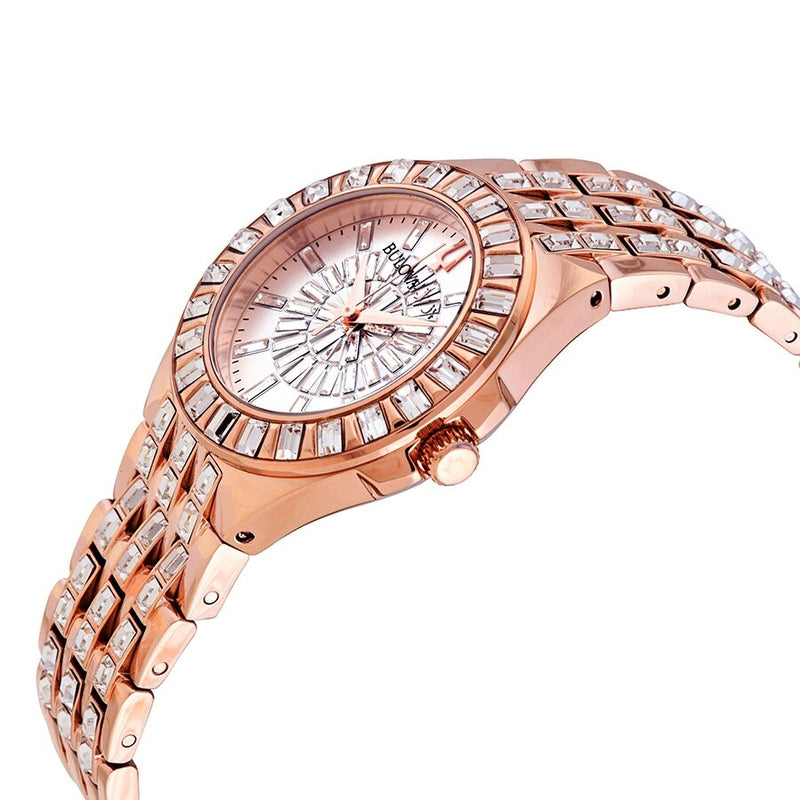 Bulova Phantom Rose Gold-tone Baguette Swarovski Crystal Ladies Watch #98L268 - Watches of America #2