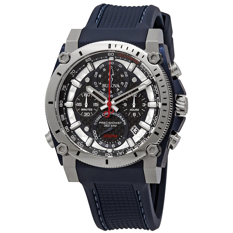 Bulova Precisionist Chronograph Black Carbon Dial Men's Watch #98B315 - Watches of America