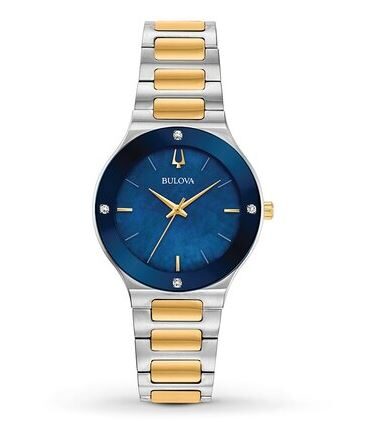 BULOVA Quartz Diamond Blue Dial Ladies Watch #98R273 - Watches of America