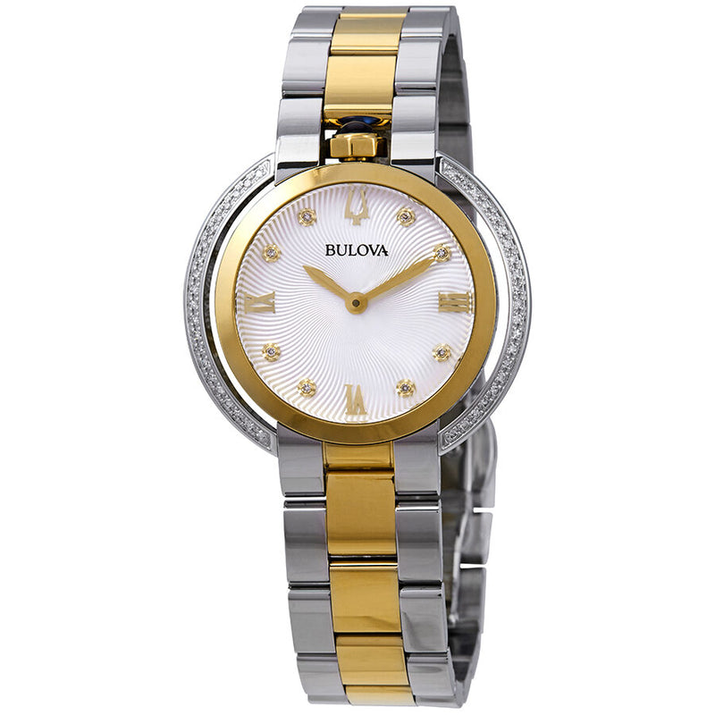 Bulova Rubaiyat Diamond White Dial Two-tone Ladies Watch #98R246 - Watches of America