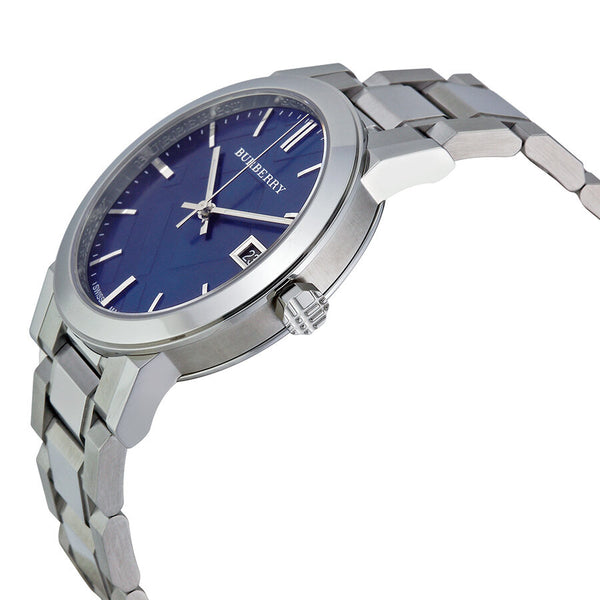 Burberry Blue Check Stamped Dial Stainless Steel Men's Watch BU9031 - Watches of America #2