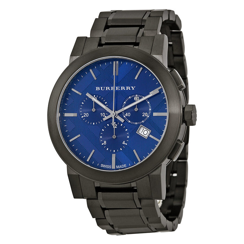 Burberry Cron grafo Azul Dial Gris oscuro Ion plateado Reloj para