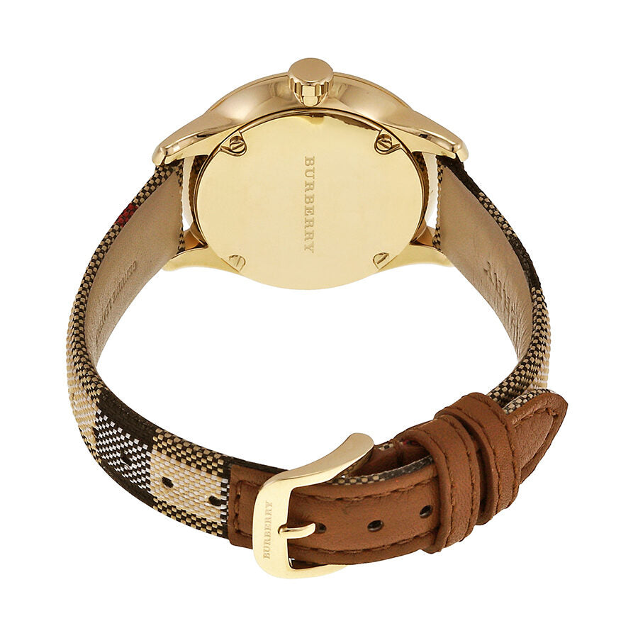 Burberry Honey Check Stamped Dial Honey Check Fabric-Coated Leather La –  Watches of America