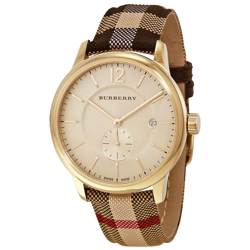 Burberry Honey Dial Honey Check Fabric Coated Leather Unisex Watch