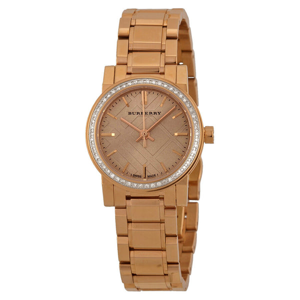 Burberry Rose Dial Diamond-set Bezel Rose Gold-tone Ladies Watch BU9225 - Watches of America