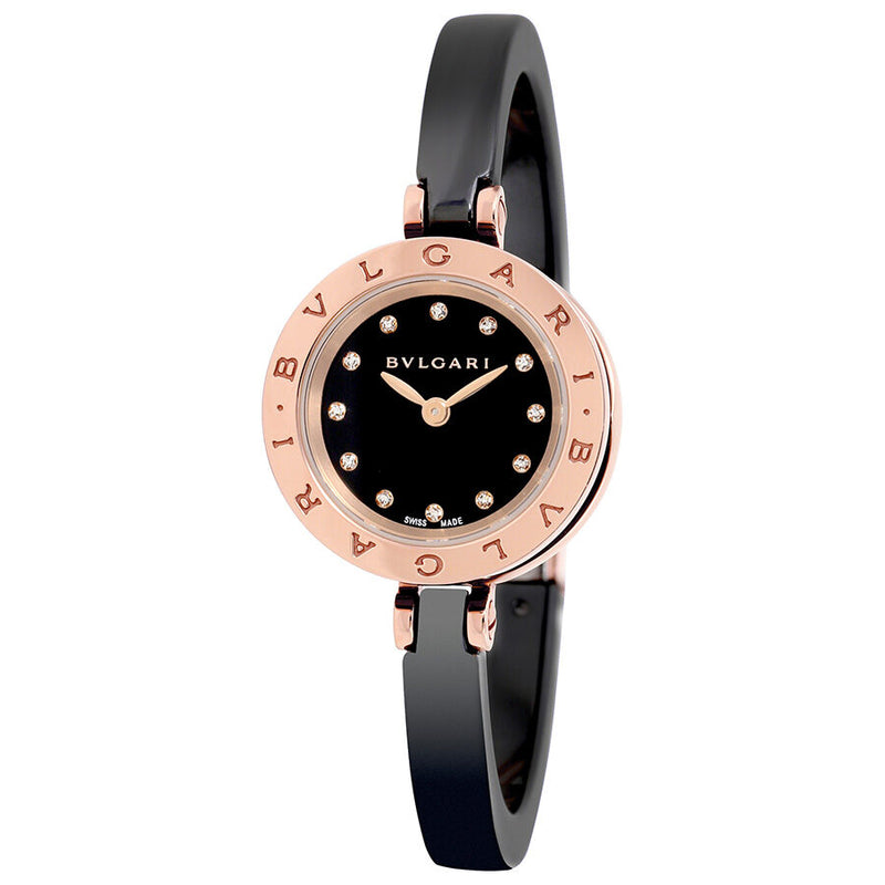 Bvlgari B.zero1 Black Dial Black Ceramic Bangle Bracelet Ladies Watch #102175 - Watches of America