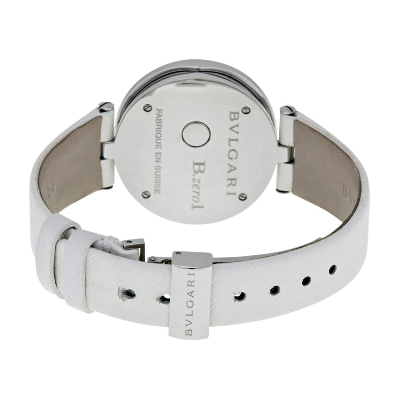 Bvlgari B.zero1 White Flower Motif Dial White Leather Strap Ladies Watch #101900 - Watches of America #3