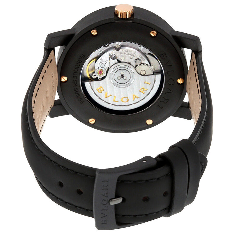 Bvlgari Bvlgari Automatic Black Dial Black Leather Men's Watch #102248 - Watches of America #3