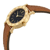 Bvlgari Bvlgari Black Dial 18kt Yellow Gold Brown Leather Ladies Watch #BB23GLD - Watches of America #2