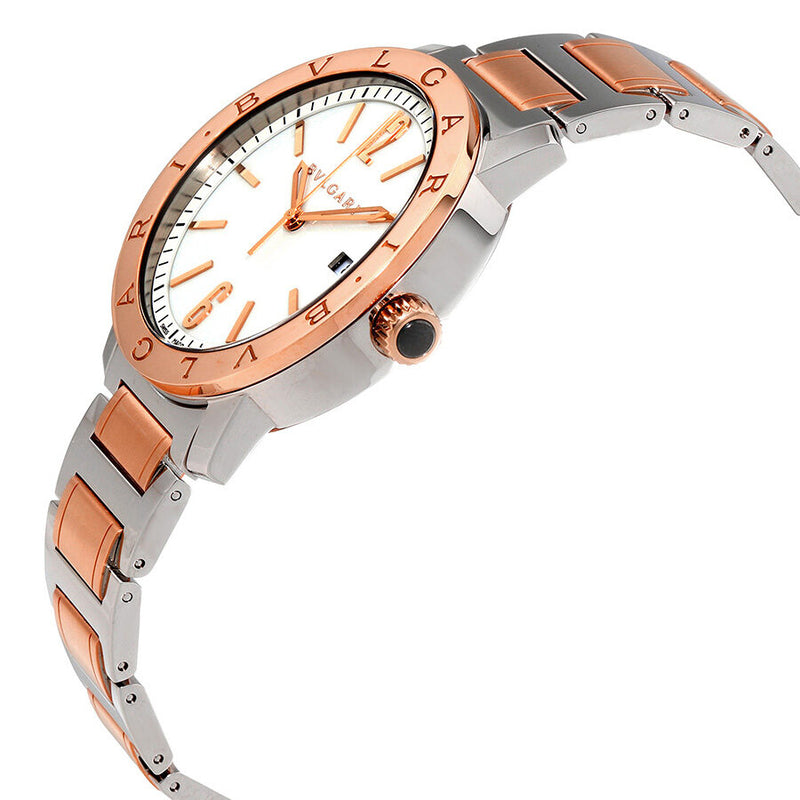 Bvlgari Bvlgari Off White Dial Stainless Steel & 18kt Pink Gold Automatic Men's Watch #102053 - Watches of America #2