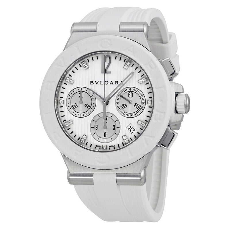 Bvlgari Diagono Chronograph White Rubber Men's Watch #101801 - Watches of America