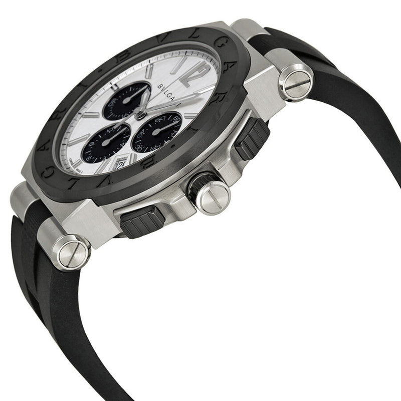 Bvlgari Diagono Silver Dial Black Rubber Men's Watch #DG42C6SCVDCH - Watches of America #2