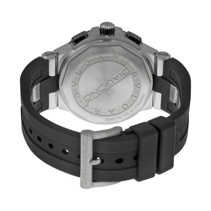Bvlgari Diagono Silver Dial Black Rubber Men's Watch #DG42C6SCVDCH - Watches of America #3