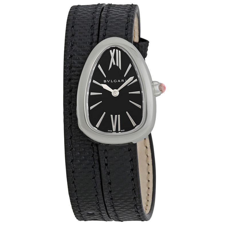 Bvlgari Serpenti Black Dial Ladies Double Wrap Leather Watch #102782 - Watches of America