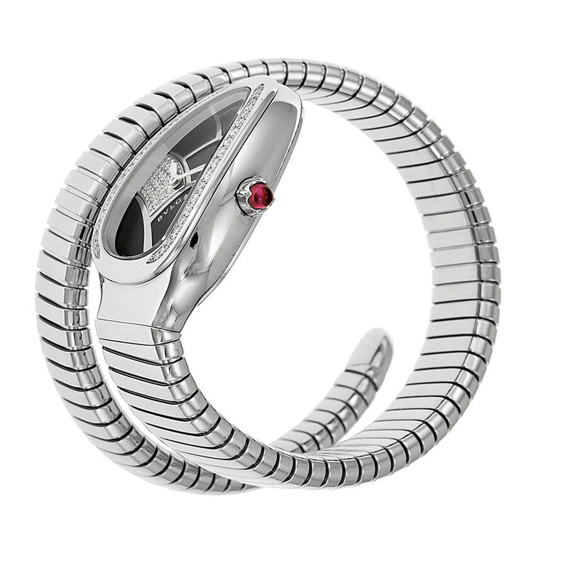 Bvlgari Serpenti Black Dial Stainless Steel Diamond Ladies Watch 101984#SP35BD1SDS.1T - Watches of America #2