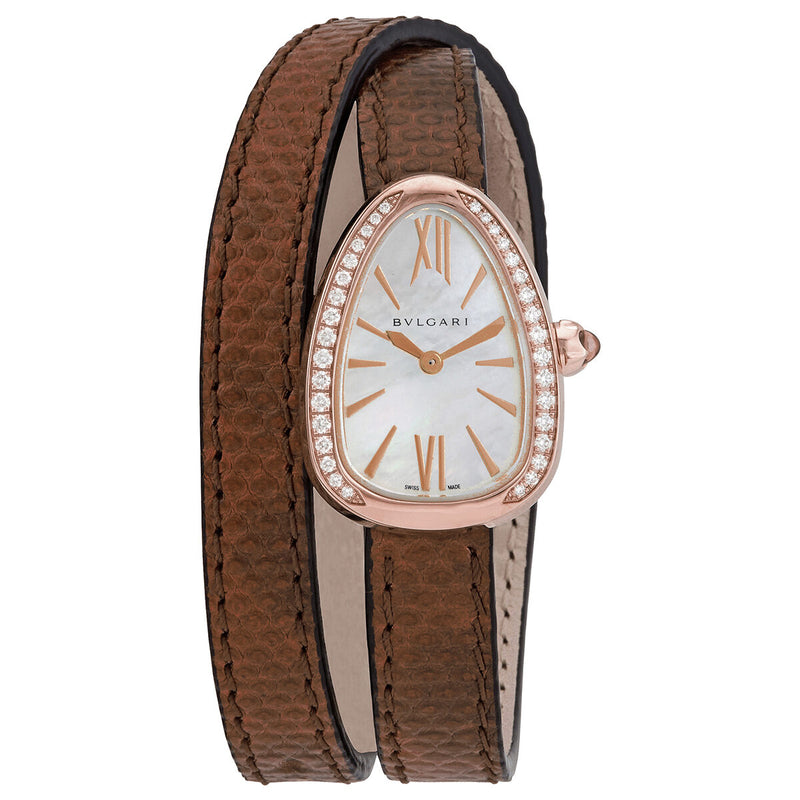 Bvlgari Serpenti 18kt Rose Gold Mother of Pearl Dial Ladies Watch #102727 - Watches of America