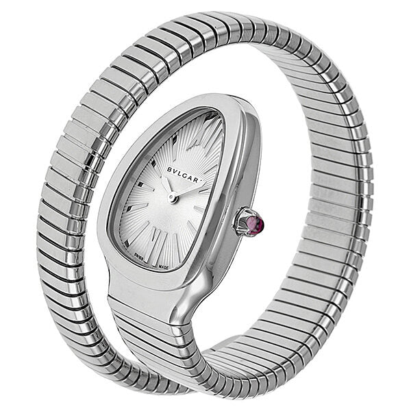 Bvlgari Serpenti Silver Dial Stainless Steel Long Bracelet Ladies Watch #SP35C6SS-1T-L - Watches of America #2